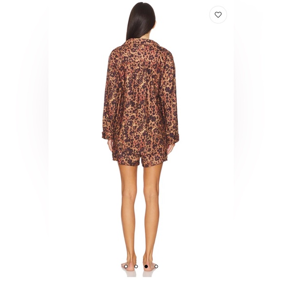 Free People Intimately Leopard Lounge Set NWT – Button Shirt + Shorts | XL - Picture 4 of 11